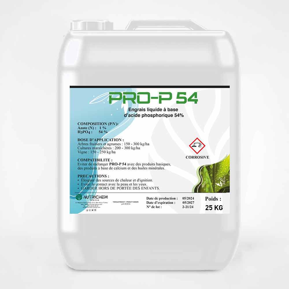 Acide Phosphorique P54 54% –25 kg– Engrais Phosphaté Liquide pour Fertigation