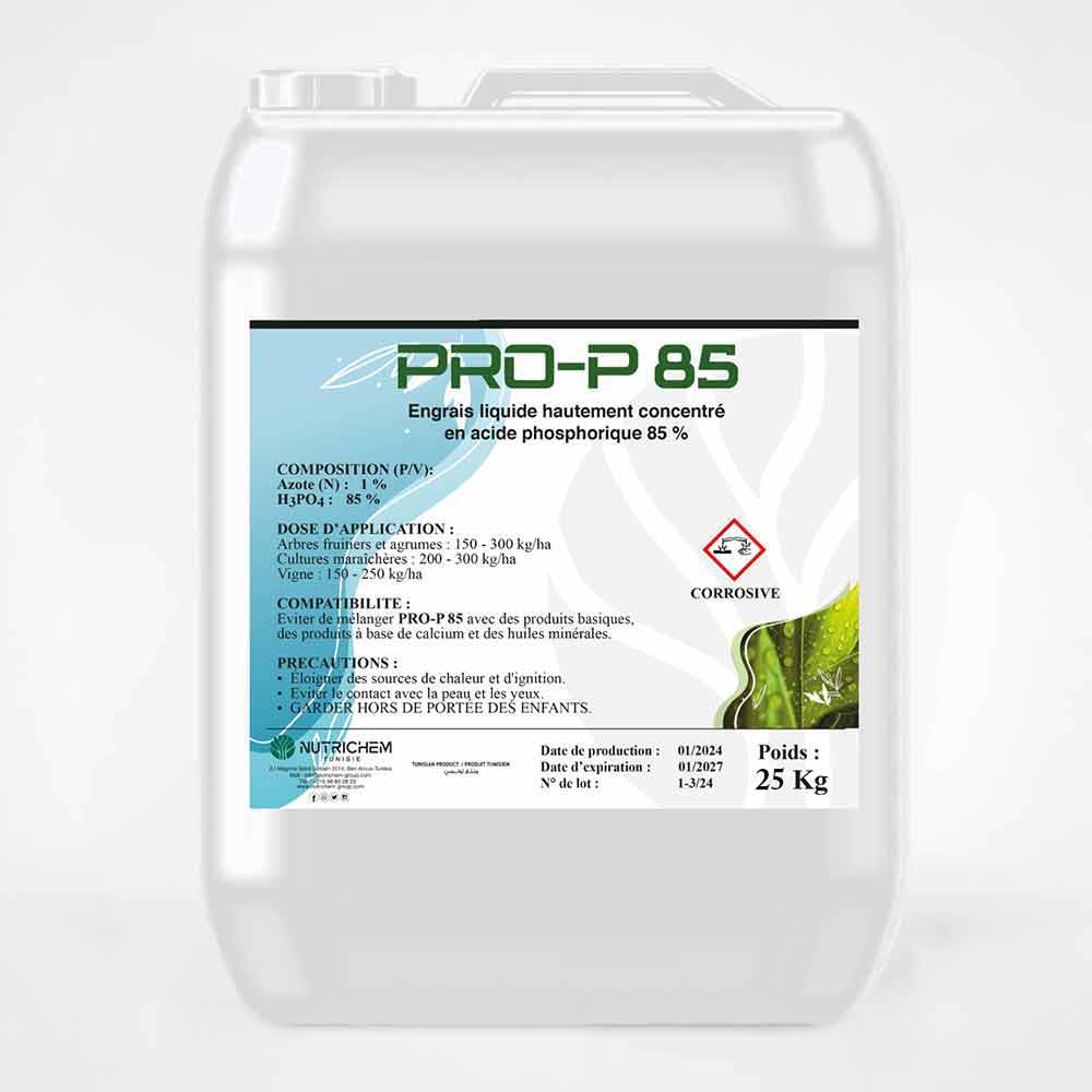 Acide Phosphorique P85 85%-25kg – Solution Phosphatée Concentrée pour Agriculture et Fertigation